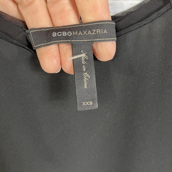 BCBG MaxAzria Tunic Top size XXS Black Sequins Cocktail Wedding Evening Disco - Picture 7 of 10